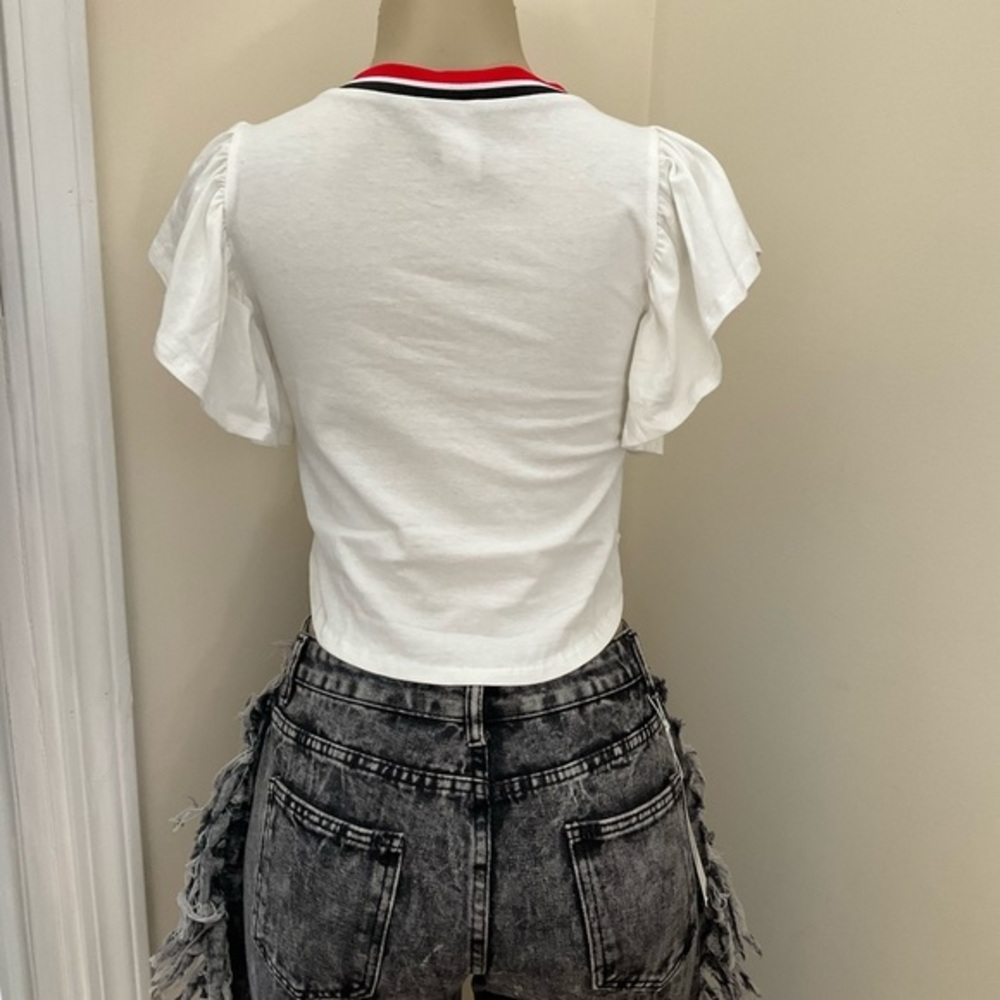 Girl Boss Cropped Ruffle Sleeve Top - Picture 2 of 4
